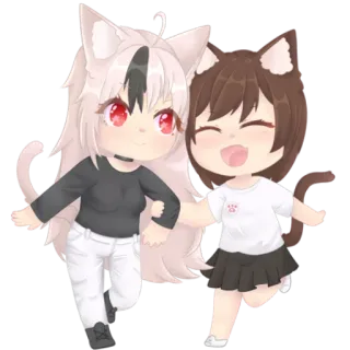 👯‍♀️ Anime, Lucu, Gadis kucing, Chibi, Kawaii, Manga, Stiker telegram sticker