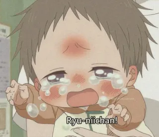 😭 Ryu-niichan! anime, bayi, menangis, kartun telegram sticker