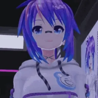 🥞 anime girl, digital art, virtual character, purple hair, anime style, cartoon, 3D character telegram sticker