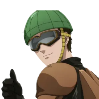 👍 anime, soldier, helmet, character, thumbs up telegram sticker