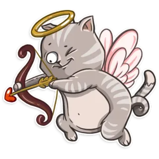 😇 gato, ángel, cupido, alas, arco, flecha, amor telegram sticker