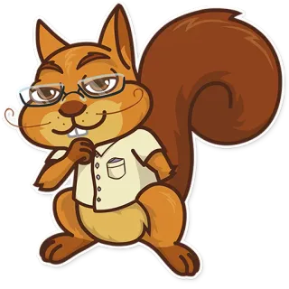 😏 squirrel, animal, cartoon, glasses, nerd telegram sticker