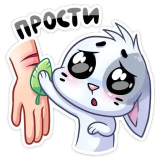 😪 ПРОСТИ przeprosiny, słodki, królik, przebaczenie, przykro mi, kreskówka, żałuję whatsapp sticker