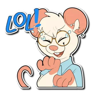 😂 LOL! lol, fofo, rato, desenho animado, animal, óculos, feliz telegram sticker