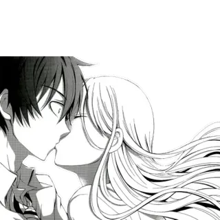 ❤ baiser, animé, romance, manga, amour, couple telegram sticker