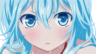 😐 anime, garota, chorando, cabelo azul, desenho animado, triste, lágrimas telegram sticker