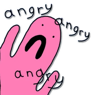 😤 angry 怒り, 漫画, ピンク, 表情, 感情 telegram sticker