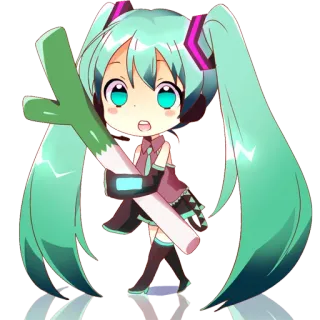 😧 Hatsune Miku Anime, Vocaloid, Charakter, Chibi, Hatsune Miku, Musik telegram sticker