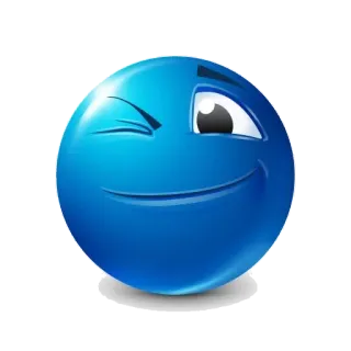 😉 Emoji, Piscadela, Azul, Sorriso whatsapp sticker