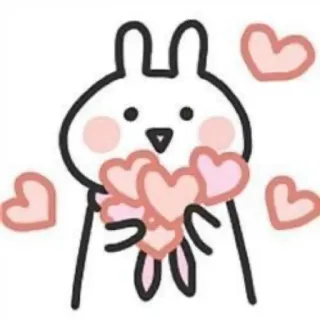 🤍 토끼, 토끼, 하트, 귀여운, 동물, 사랑, 카와이 telegram sticker