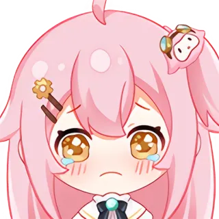 🥺 anime, chorando, fofo, kawaii, triste, cabelo rosa, choroso telegram sticker
