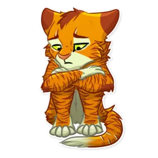 😔 chat, triste, autocollant, orange, dessin animé, félin whatsapp sticker