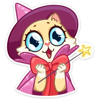 🤩 kat, tovenaar, magie, schattig, cartoon, heks telegram sticker