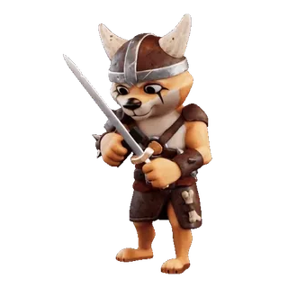 ⚔️ viking, cachorro, guerreiro, espada, capacete, animal, desenho animado telegram sticker