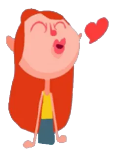 😘 liefde, kus, hart, cartoon, meisje, genegenheid telegram sticker