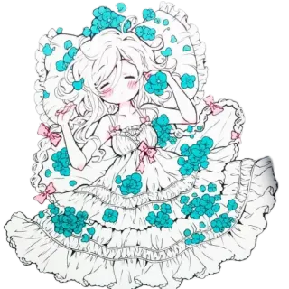 ✨ アニメ, ちび, かわいい, 花, ドレス, 漫画, 可愛い telegram sticker