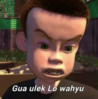 😀 Gua ulek Lo wahyu toy story, sid, personnage de dessin animé, animé, film, disney, pixar telegram sticker