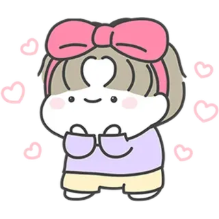 🤗 süß, Cartoon, Herz, rosa, Schleife, lieblich, Figur, kawaii whatsapp sticker