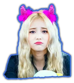 😞 mujer, pelo rubio, triste, cuernos, lindo, retrato, femenina telegram sticker