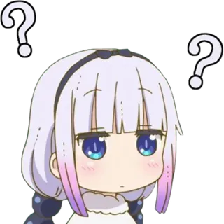 ❓ Kanna Kamui Miss Kobayashi's Dragon Maid anime, smok, pytanie, słodkie telegram sticker