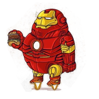 🍔 Iron Man Iron Man, superhero, comic, cartoon, burger, funny, parody telegram sticker