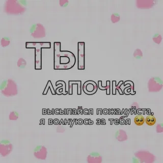 ❤️ ТЫ лапочка высыпайся пожалуйста, я волнуюсь за тебя🥺🥺 可愛い, ロシア, テキスト, メッセージ telegram sticker