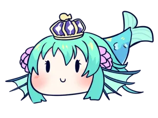 🐠 fofo, sereia, anime, kawaii, peixe, coroa, personagem telegram sticker
