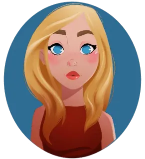 😯 Мультфильм, Женщина, Портрет, Девушка, Блондинка, Аватар telegram sticker