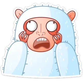 😵 йети, монстр, испуганный, в шоке, мультик, обезьяна, страх, мультик telegram sticker