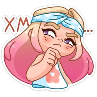🤔 XM... dessin animé, fille, pensif, confus, mignon telegram sticker
