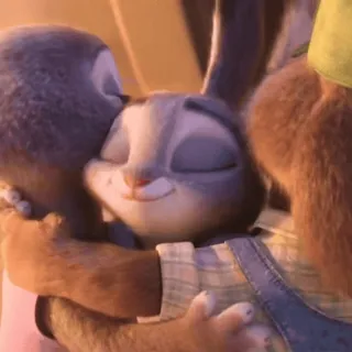 π Judy Hopps Zootopia Zootopia, Judy Hopps, hug, affection, friendship, cartoon telegram sticker
