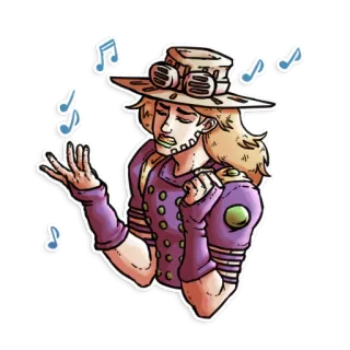 🍕 Johnny Joestar JoJo's Bizarre Adventure 애니메이션, 만화, 죠니 죠스타, 음표, 스티커 telegram sticker