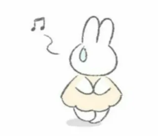 🤍 conejo, animal, lindo, dibujos animados, música, garabato telegram sticker
