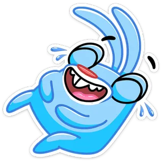 😂 cartoon, animatie, personage, blauw, blij, grappig telegram sticker