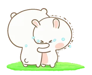🤗 mignon, lapin, ours, câlin, pleurer, triste, affection whatsapp sticker