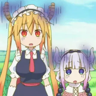 🍡 Tohru, Kanna Miss Kobayashi's Dragon Maid Anime, Dragon, Servante, Mignon, Kawaii, Tohru, Kanna telegram sticker