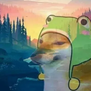 🐕 doge, cheems, dog, meme, frog, hat telegram sticker