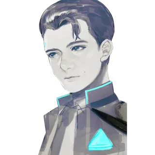 😕 Connor Detroit: Become Human android, portrait, video game, science fiction telegram sticker
