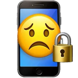 😢 biểu tượng cảm xúc buồn, điện thoại bị khóa, bảo mật, riêng tư, biểu tượng cảm xúc, điện thoại whatsapp sticker