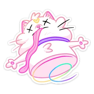 😵 gatto, arcobaleno, morto, adesivo, cartone animato, gattino, carino telegram sticker