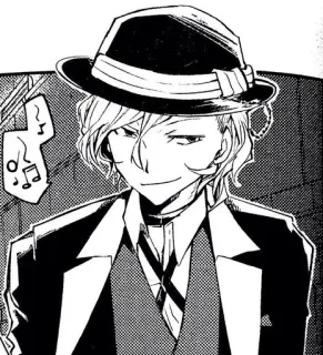 🐾 Chuuya Nakahara Bungou Stray Dogs Anime, Manga, Nhân vật, Mũ, Nốt nhạc, Nụ cười telegram sticker
