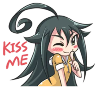 😘 KISS ME kiss, anime, wink, girl, cute, cartoon telegram sticker