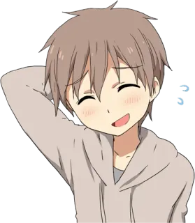 😅 애니메이션 남자, 미소, 행복한, 캐릭터, 일러스트, 귀여운 whatsapp sticker