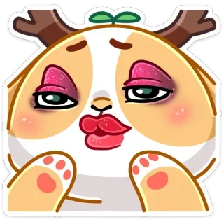 👄 sticker, cartoon, tier, süß, makeup, glamour telegram sticker