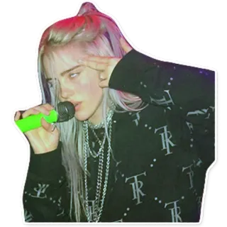 💀 Billie Eilish певец, поп, музыка, знаменитость, микрофон, Билли Айлиш telegram sticker