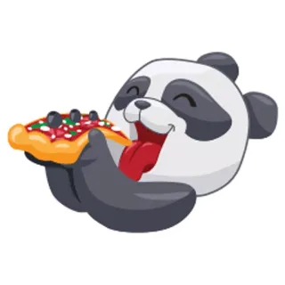🍰 panda, pizza, food, cartoon, eating, cute, animal telegram sticker