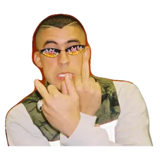 💟 Bad Bunny bad bunny, piosenkarz, celebryta, środkowy palec, obraźliwy telegram sticker