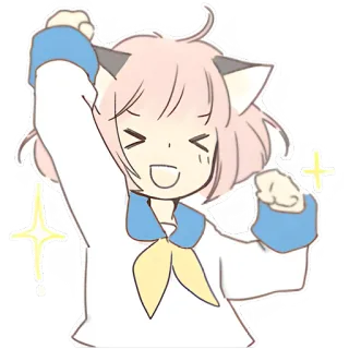 🥳 อนิเมะ, แมว, คาวาอิ, มีความสุข, ประกาย, น่ารัก, เด็กผู้หญิง whatsapp sticker