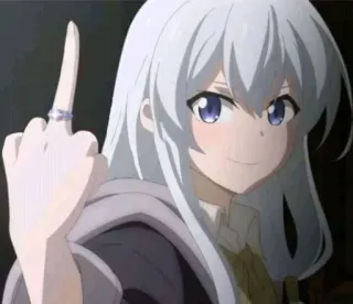 ⭐ Anime, Fille, Doigt d'honneur, Offensant, Geste, Dessin animé telegram sticker