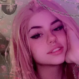 💞 pelo rosa, mujer, selfie, retrato, maquillaje, corazones telegram sticker